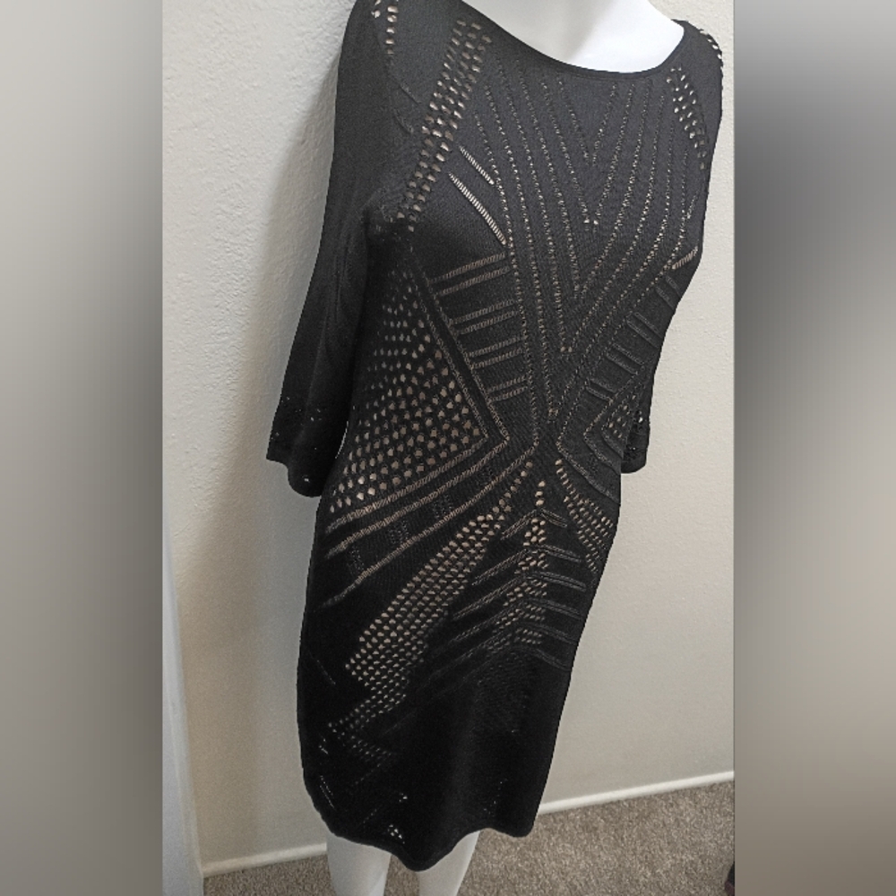 Calvin Klein Black Geometric Long Sleeve Dress